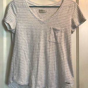 abercrombie striped v-neck pocket tee